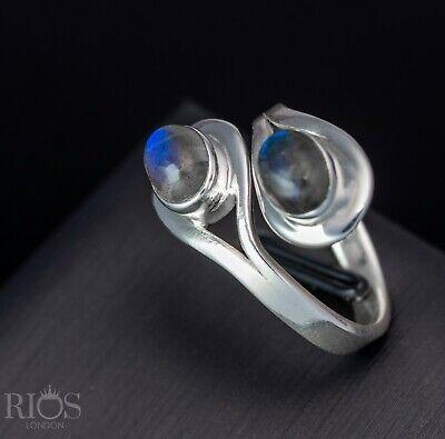 Gorgeous Double Labradorite 925 Sterling Silver Gemstone Adjustable Ring Boxed