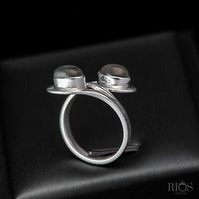 Gorgeous Double Labradorite 925 Sterling Silver Gemstone Adjustable Ring Boxed