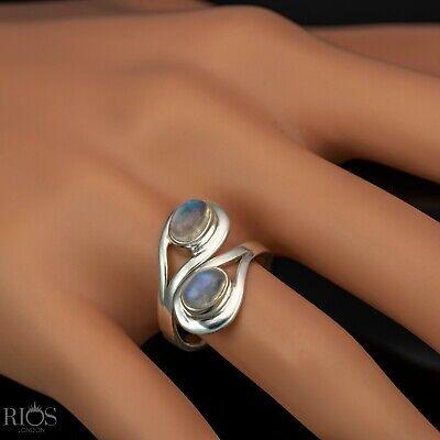 Gorgeous Double MOONSTONE 925 Sterling Silver Gemstone Adjustable Ring Boxed