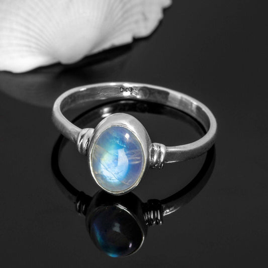 Gorgeous Oval Moonstone 925 Sterling Silver Gemstone Ring RRP £36.99 Gift Boxed