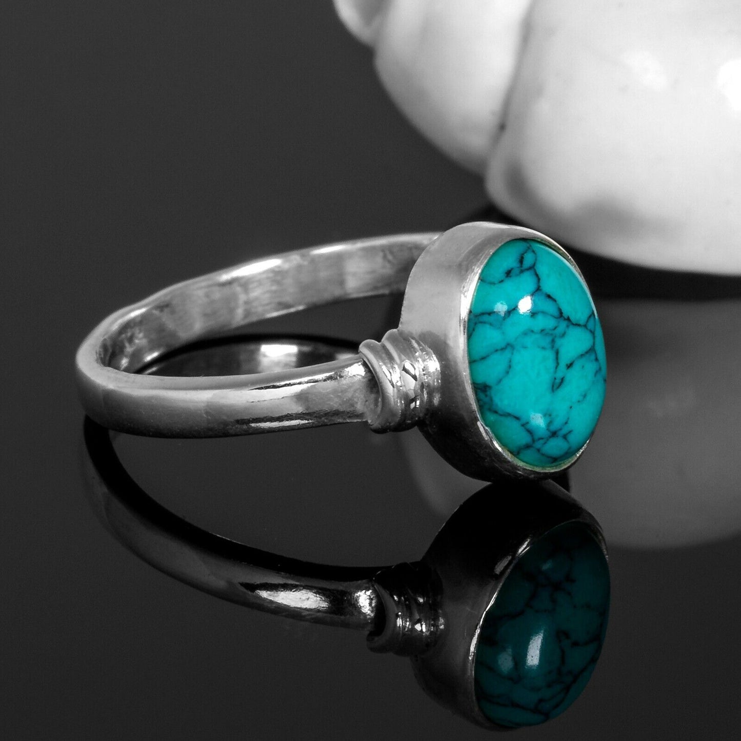 Gorgeous Oval TURQUOISE 925 Sterling Silver Gemstone Ring RRP £36.99 Gift Boxed
