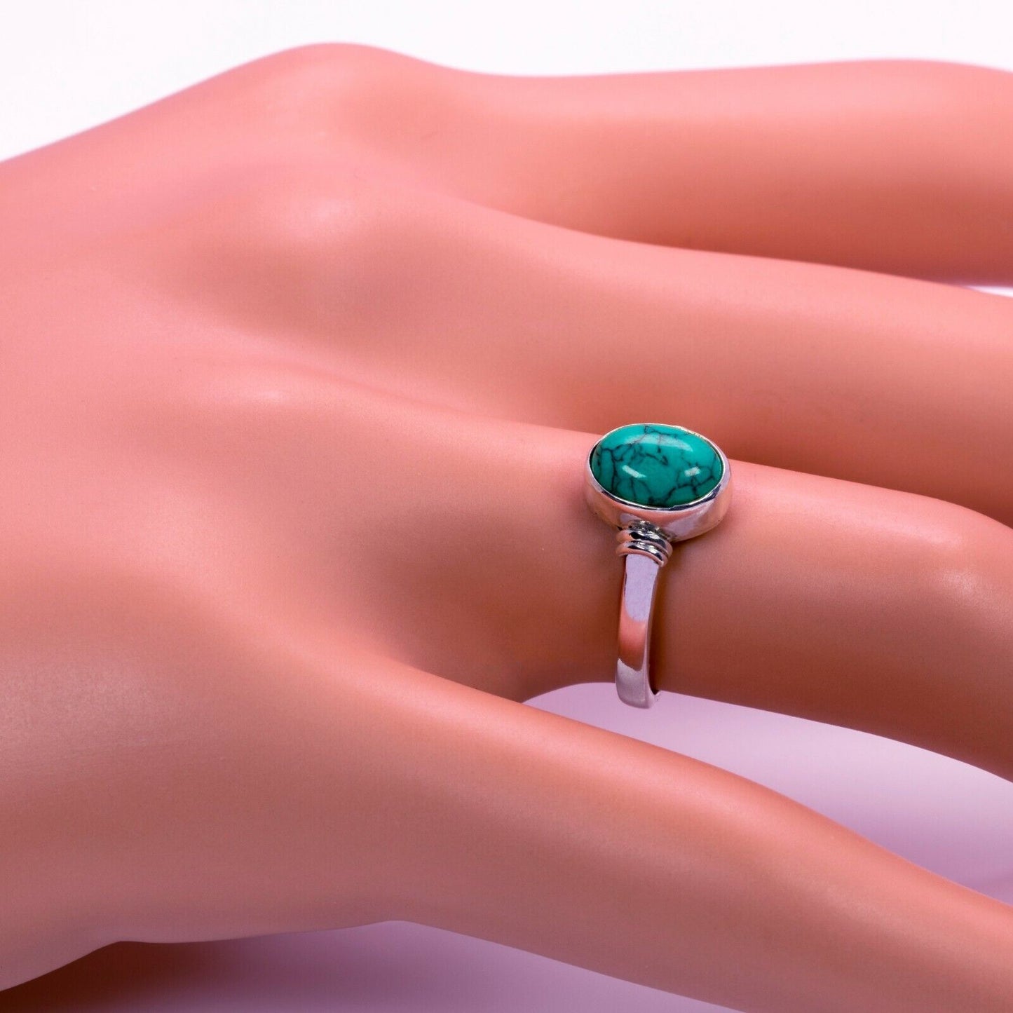 Gorgeous Oval TURQUOISE 925 Sterling Silver Gemstone Ring RRP £36.99 Gift Boxed