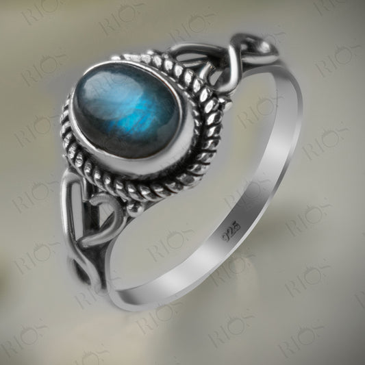 Labradorite Love Heart 925 Sterling Silver Gemstone Ladies Ring Gift Boxed