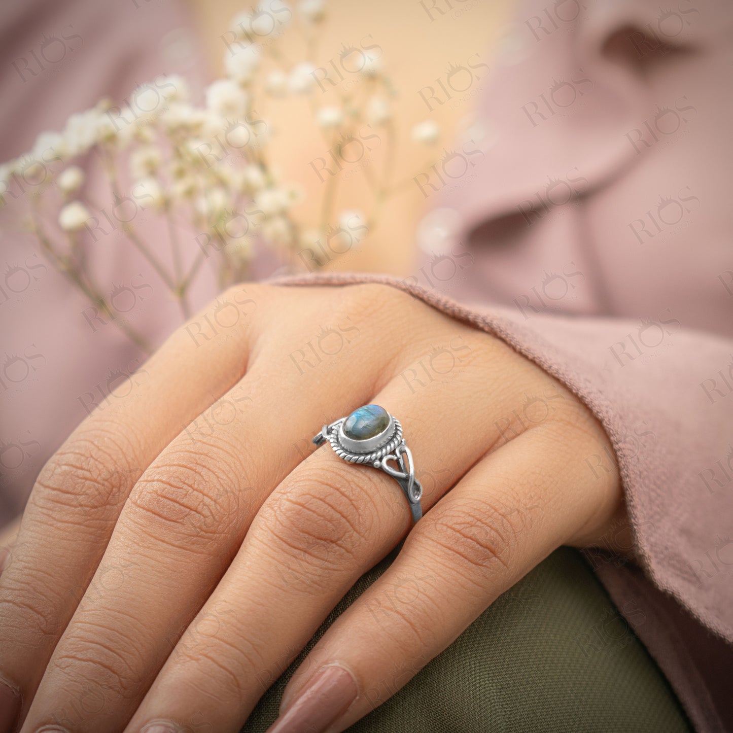 Labradorite Love Heart 925 Sterling Silver Gemstone Ladies Ring Gift Boxed