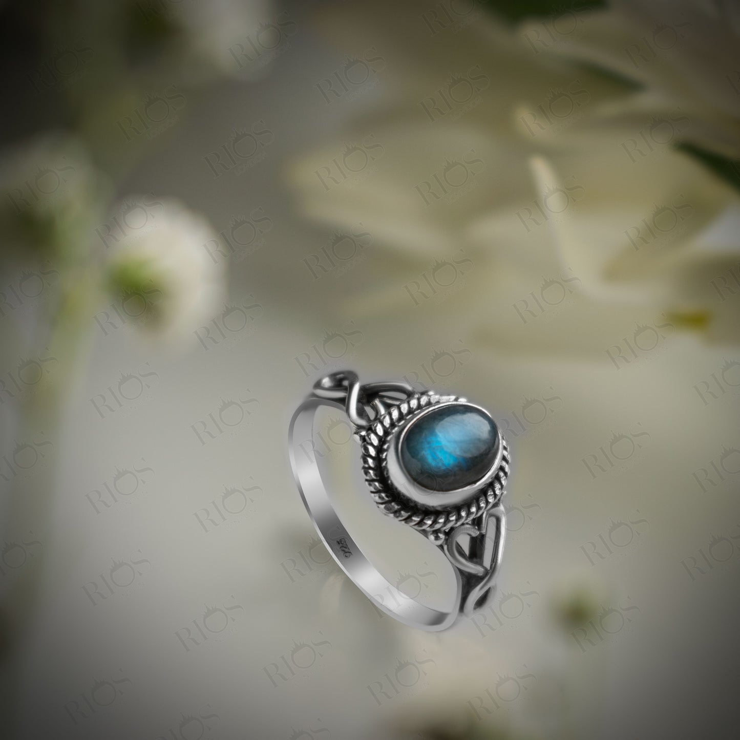 Labradorite Love Heart 925 Sterling Silver Gemstone Ladies Ring Gift Boxed