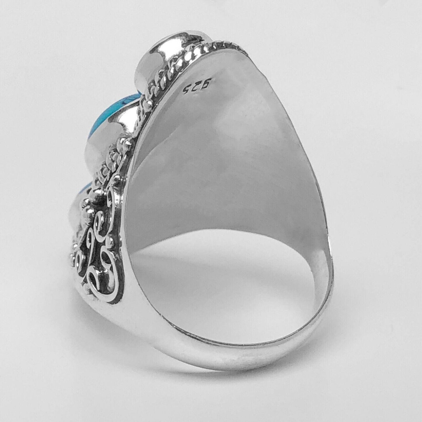 New 925 Sterling Silver Stunning Triple TURQUOISE Gothic Big Ring Gift Boxed - Rios London