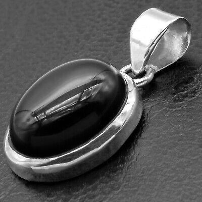 New Elegant 925 Sterling Silver ONYX Jet Black Gemstone Necklace Pendant Gift - Rios London