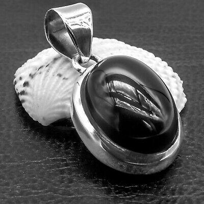 New Elegant 925 Sterling Silver ONYX Jet Black Gemstone Necklace Pendant Gift - Rios London
