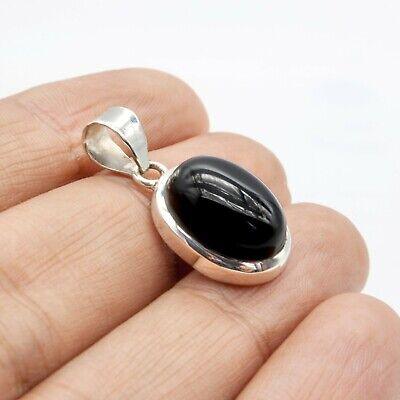 New Elegant 925 Sterling Silver ONYX Jet Black Gemstone Necklace Pendant Gift - Rios London