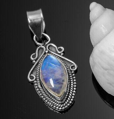 New Marquise MOONSTONE 925 Sterling Silver Gemstone Necklace Pendant Gift Boxed