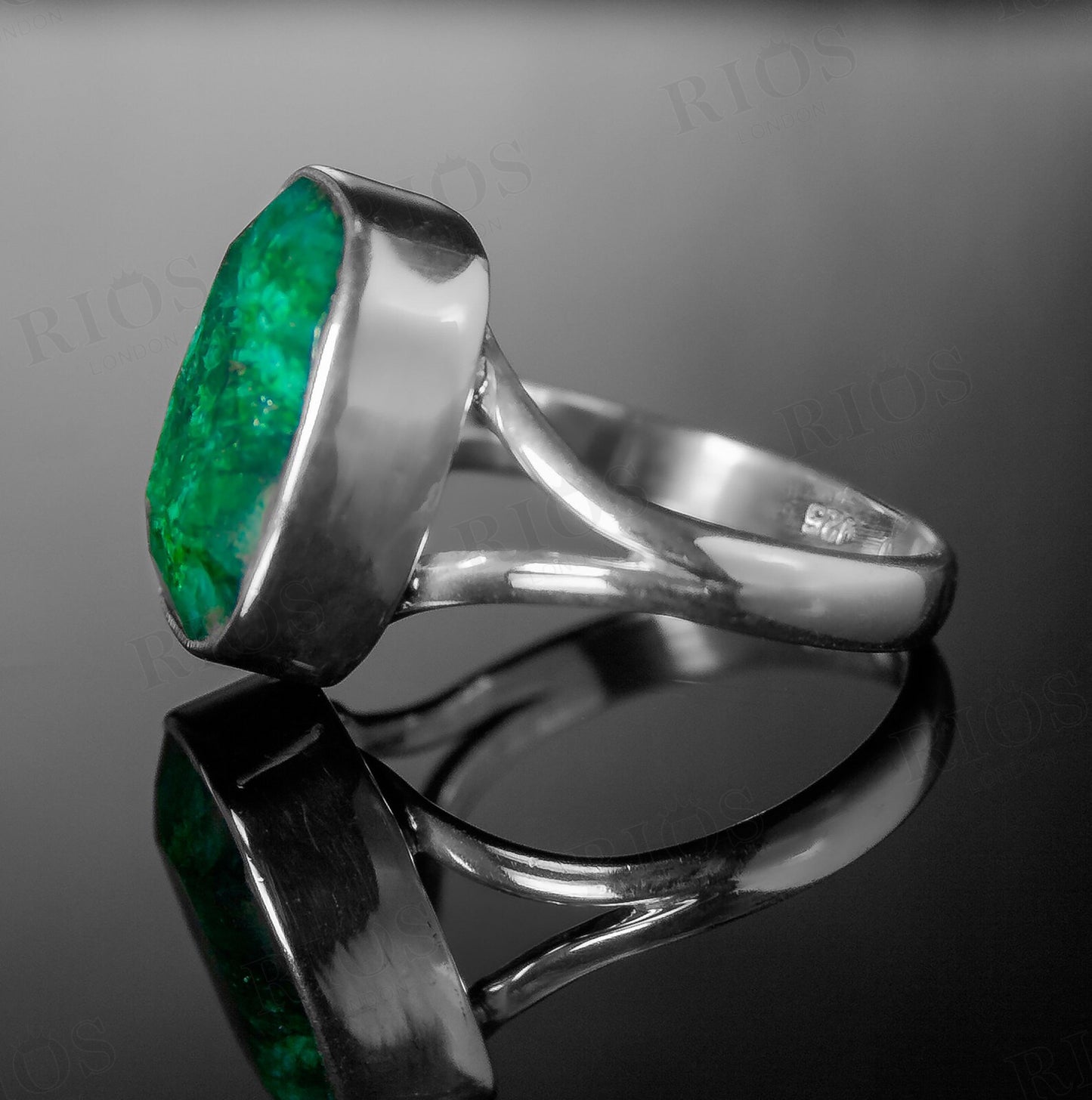 Premium 925 Sterling Silver RUBY SAPPHIRE EMERALD Facet Gemstone Ring Gift Boxed