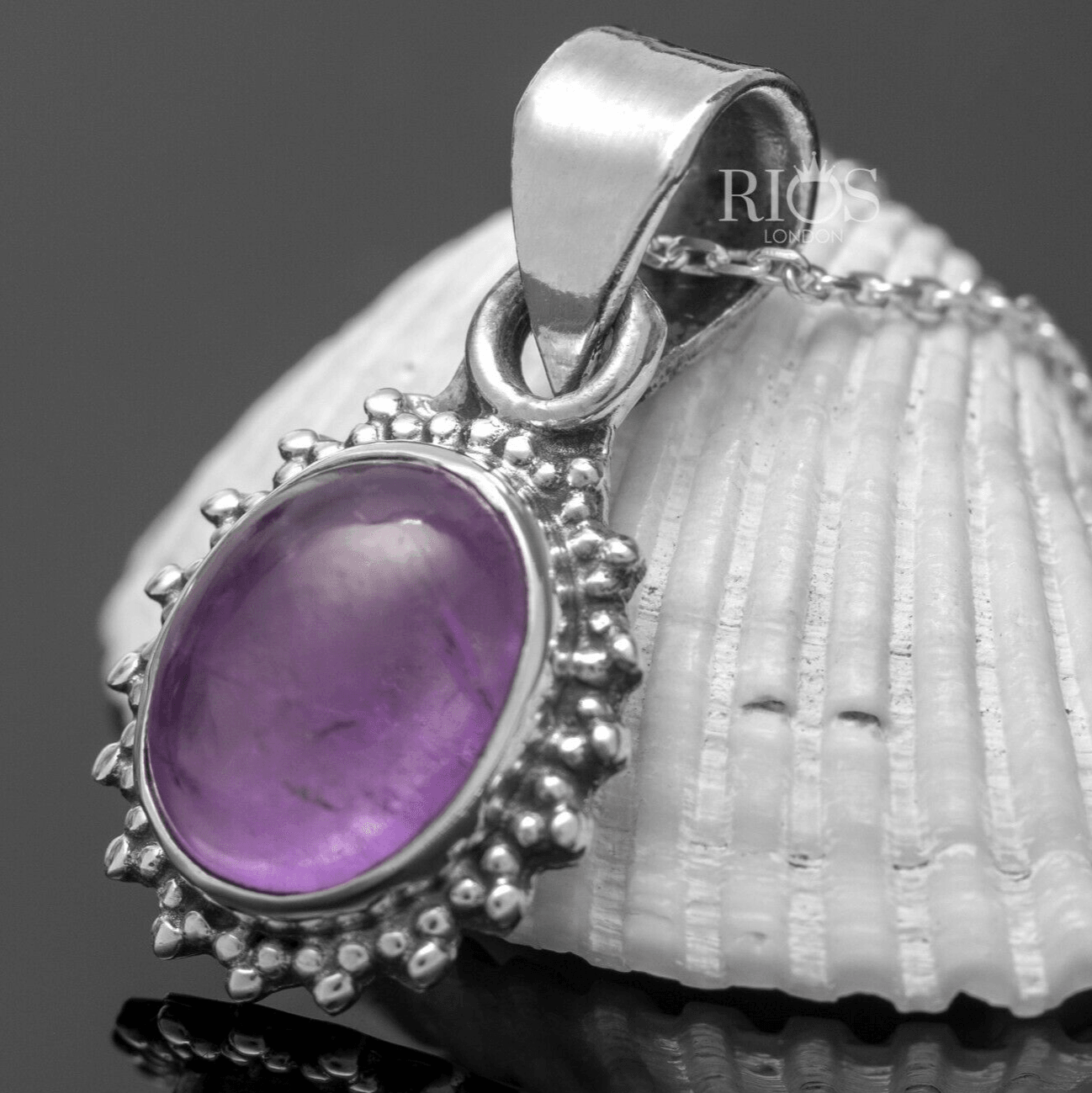 Superb Oval Amethyst 925 Sterling Silver Natural Gemstone Necklace Gift Boxed