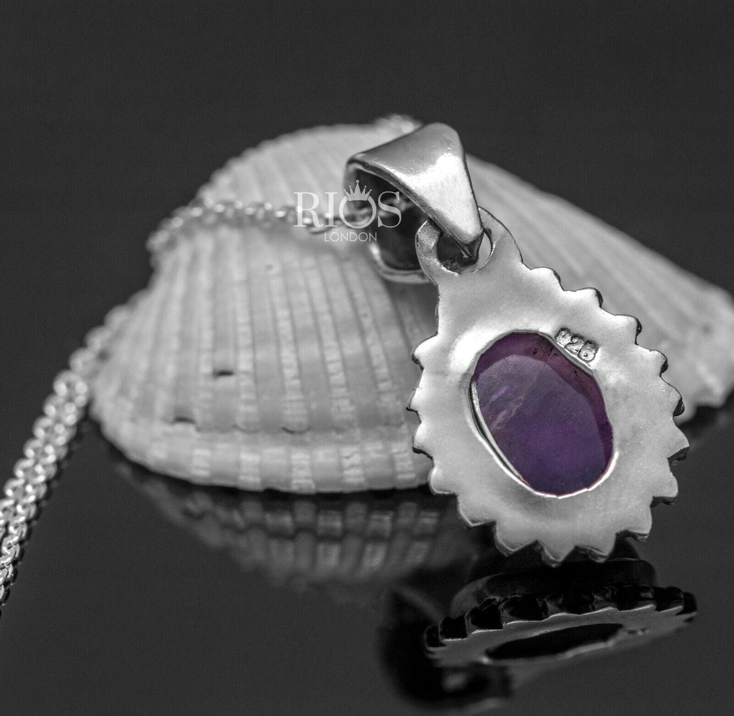 Superb Oval Amethyst 925 Sterling Silver Natural Gemstone Necklace Gift Boxed