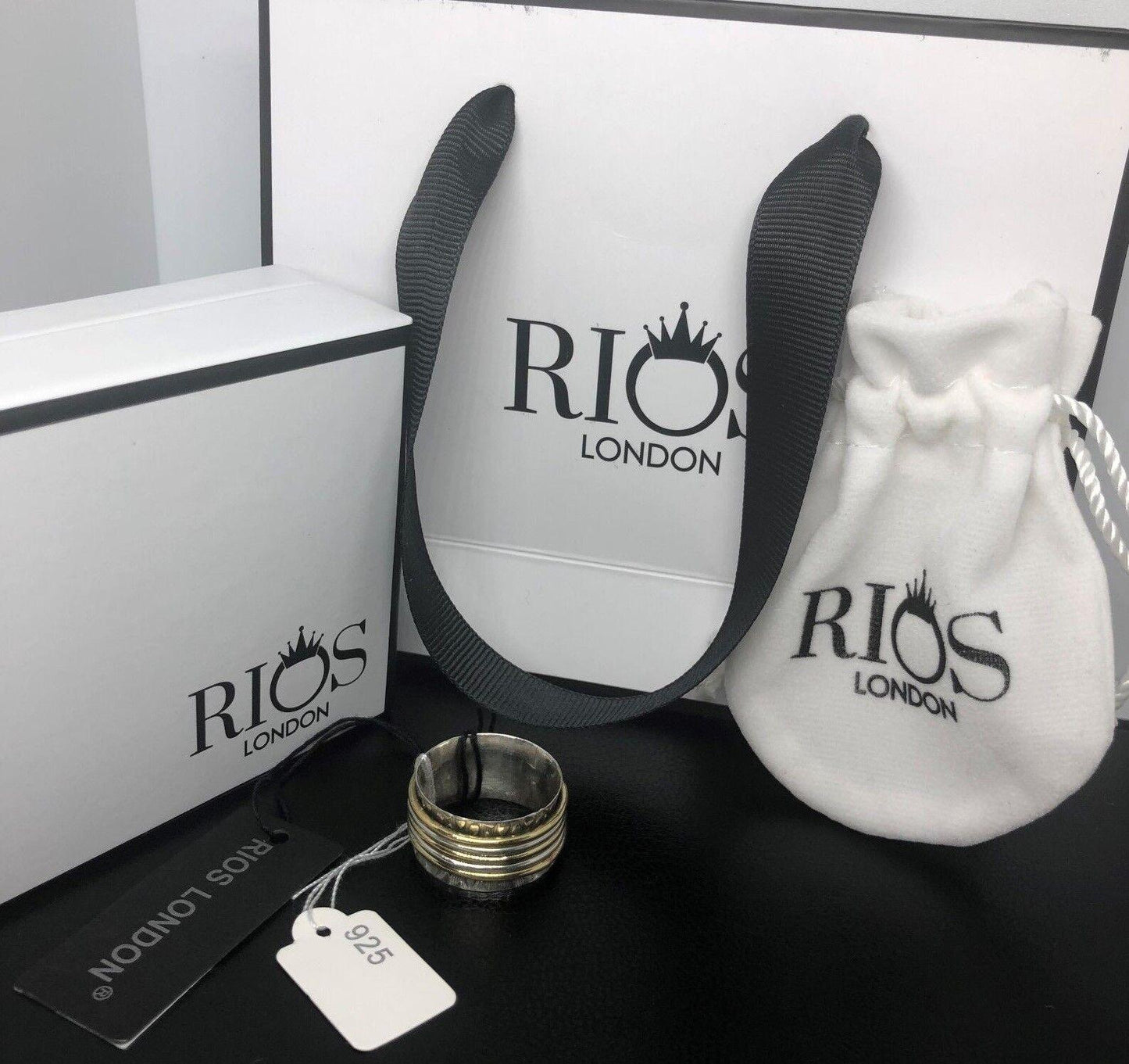 Trendy Spinning 925 Solid Sterling Silver Big Spinner Ring RRP £38.99 Boxed - Rios London