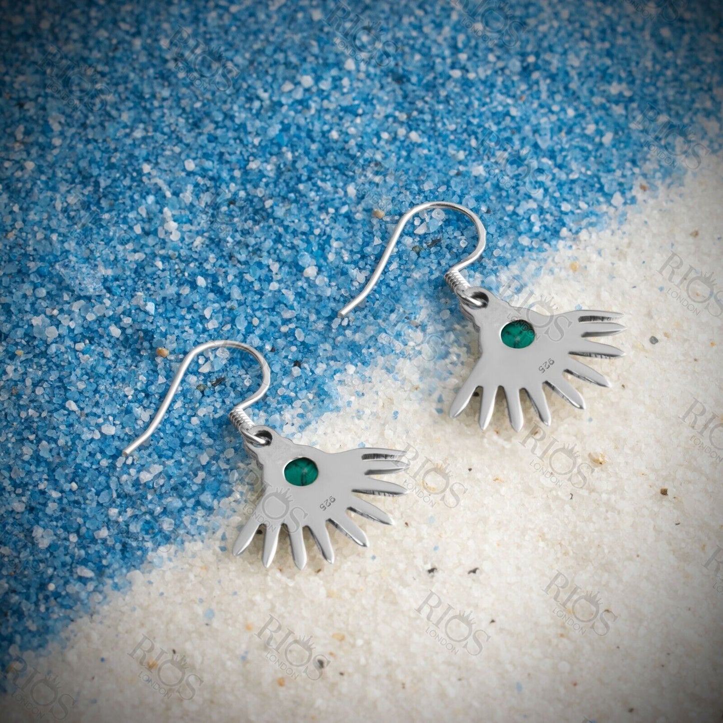 925 Sterling Silver Rios London Turquois Gothic Spiky Earrings Set - Gift Boxed
