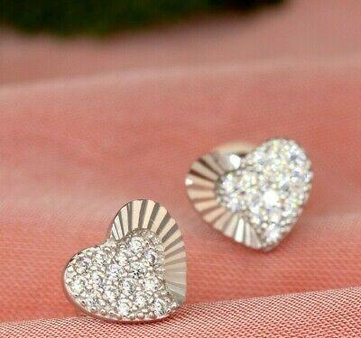 925 Sterling Silver Flashy Hearts Earrings Studs Gift Boxed - Rios London