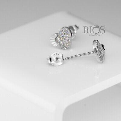 925 Sterling Silver Flashy Hearts Earrings Studs Gift Boxed - Rios London