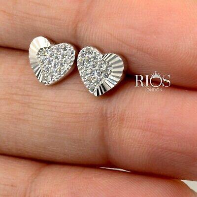 925 Sterling Silver Flashy Hearts Earrings Studs Gift Boxed - Rios London