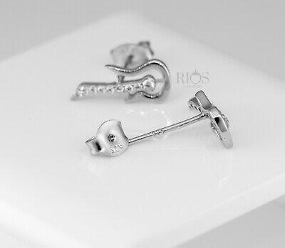 925 Sterling Silver Guitar Music Earrings cz Studs Gift Boxed - Rios London