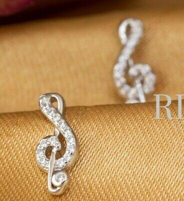 925 Sterling Silver Music to the Ear Cz Earrings Studs Gift Boxed - Rios London