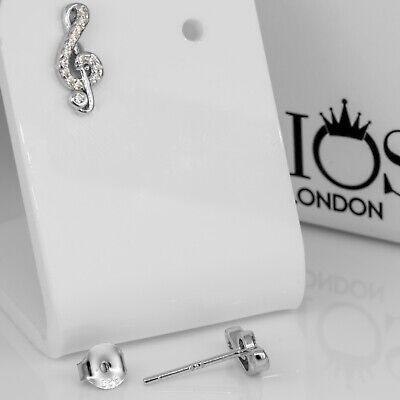 925 Sterling Silver Music to the Ear Cz Earrings Studs Gift Boxed - Rios London