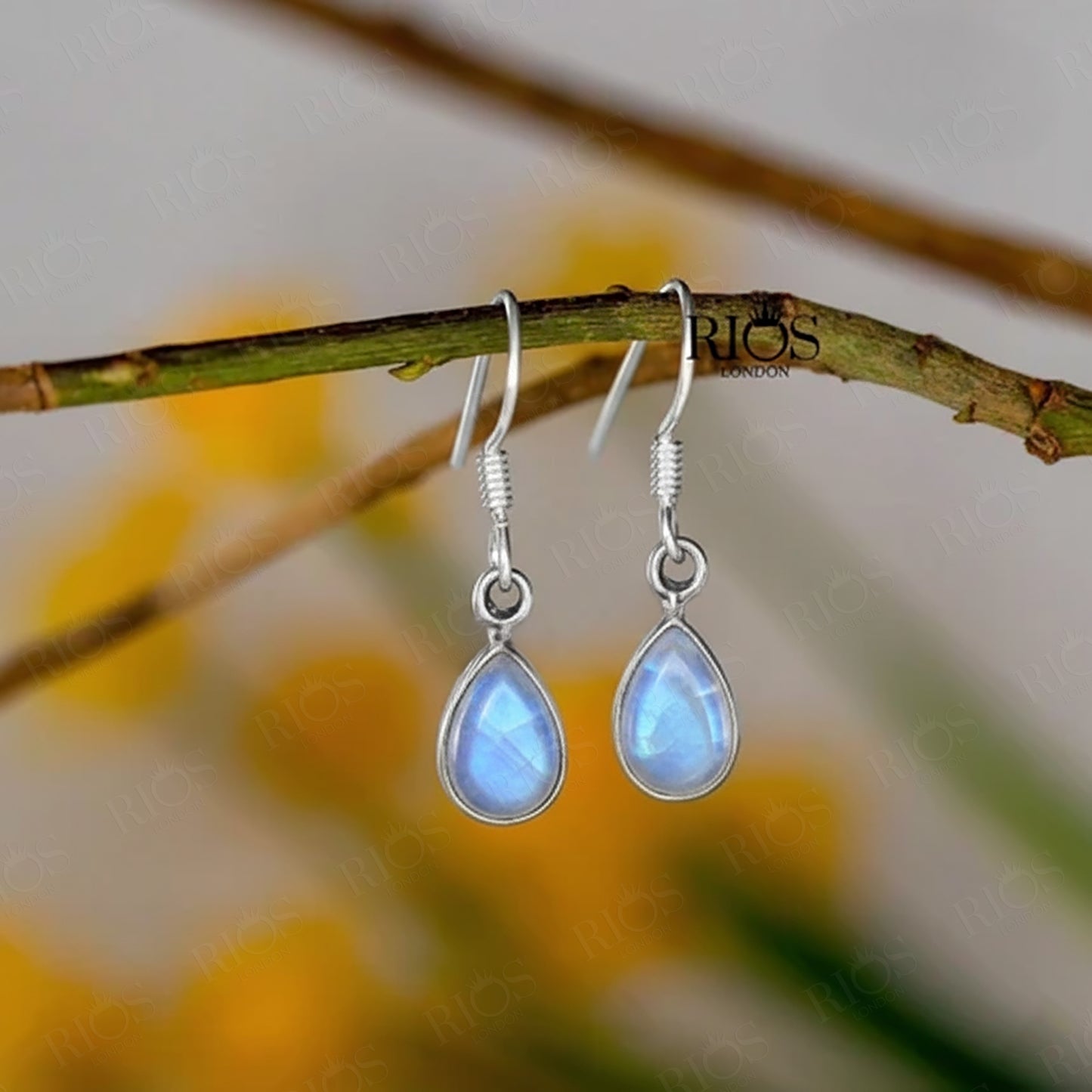 925 Sterling Silver Moonstone Dangle Earrings Hook Ear Tear Drop Studs Gift Box
