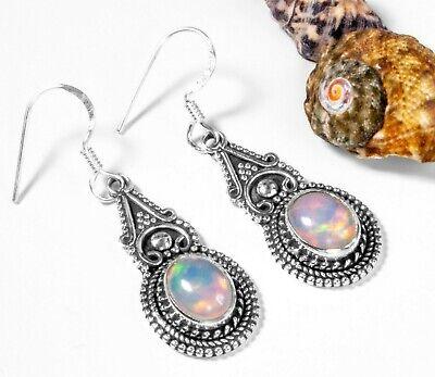 Beautiful 925 Sterling Silver Ethiopian OPAL Drop Dangle Earrings Hook Studs - Rios London