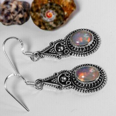 Beautiful 925 Sterling Silver Ethiopian OPAL Drop Dangle Earrings Hook Studs - Rios London