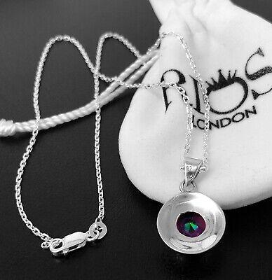 Designer 925 Sterling Silver Mystic Fire Gemstone Necklace Pendant Gift Boxed - Rios London