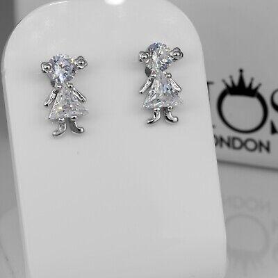 New 925 Sterling Silver Twin Baby Doll Cz Earrings Studs Gift Boxed - Rios London