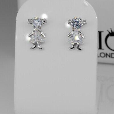 New 925 Sterling Silver Twin Baby Doll Cz Earrings Studs Gift Boxed - Rios London