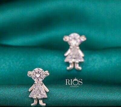 New 925 Sterling Silver Twin Baby Doll Cz Earrings Studs Gift Boxed - Rios London