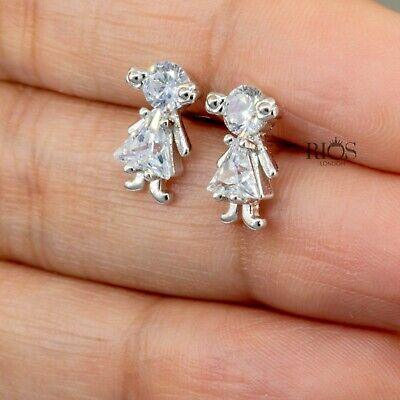New 925 Sterling Silver Twin Baby Doll Cz Earrings Studs Gift Boxed - Rios London