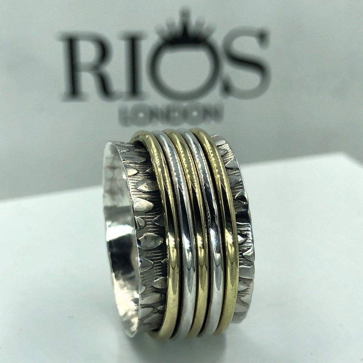 Trendy Spinning 925 Solid Sterling Silver Big Spinner Ring RRP £38.99 Boxed - Rios London