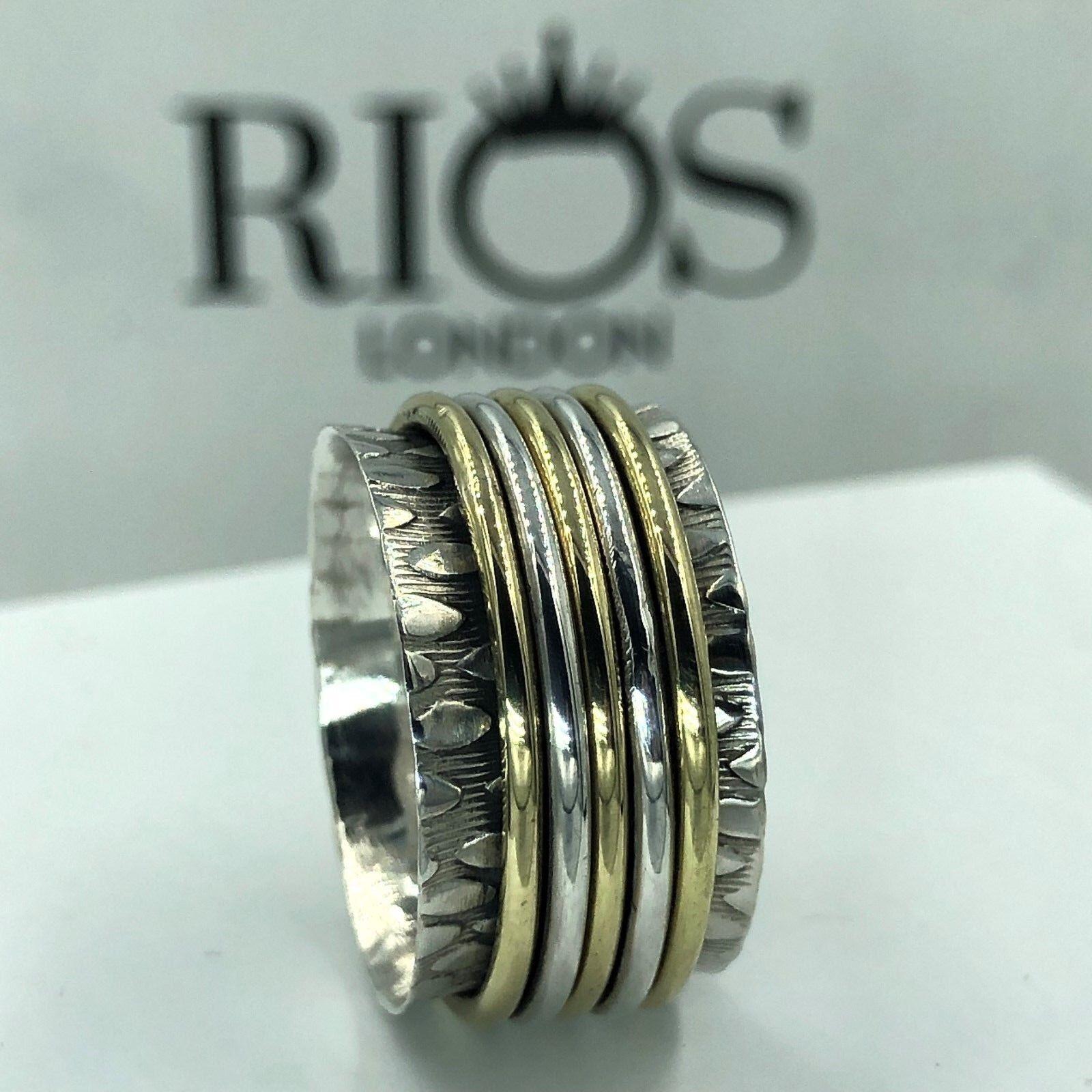 Trendy Spinning 925 Solid Sterling Silver Big Spinner Ring RRP £38.99 Boxed - Rios London