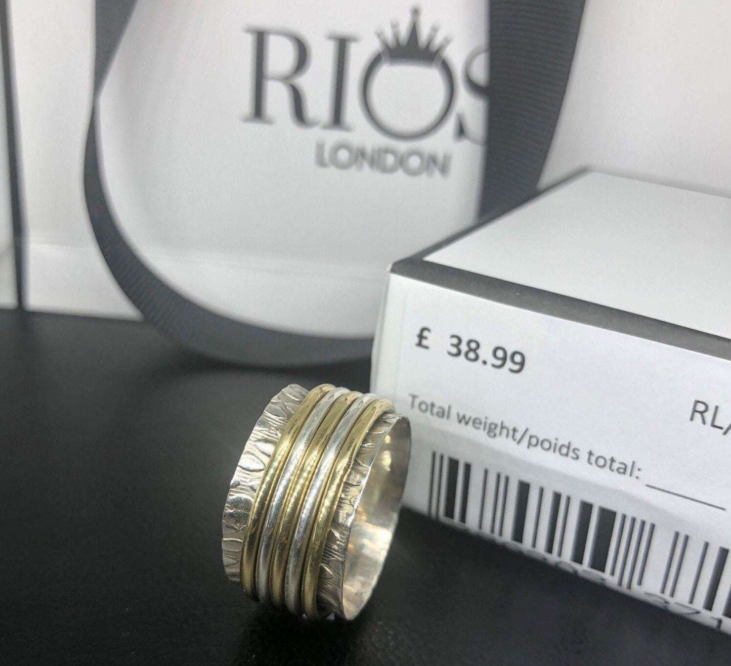 Trendy Spinning 925 Solid Sterling Silver Big Spinner Ring RRP £38.99 Boxed - Rios London